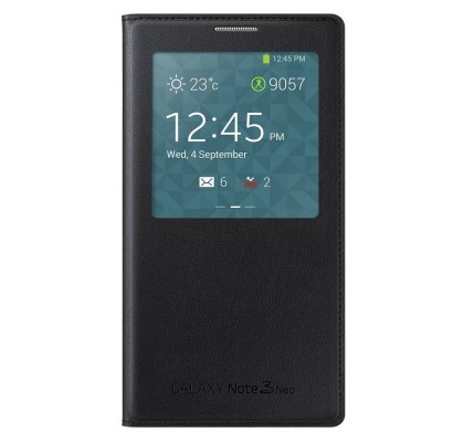Husa S-View Cover pentru Samsung Galaxy Note 3 Neo N7505, Black Series